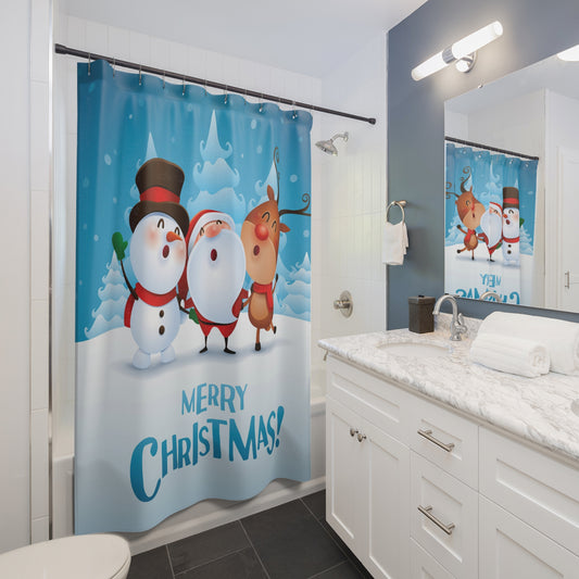 Christmas Snowman Shower Curtain, Christmas Decor, Festive Holiday Home Decor, Winter Bathroom Accessories, Xmas Decorations, Seasonal Bath Curtain