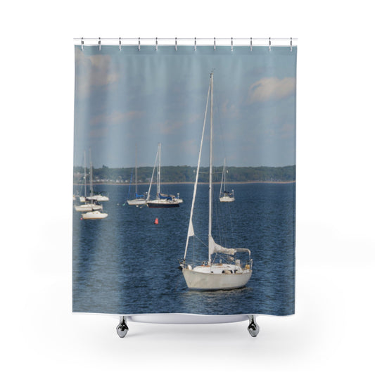 Costal Decor Shower Curtain - Boats on The Bay