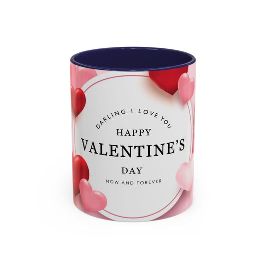 Valentine's Day Coffee Mug β "Happy Valentine's Day" Pink Heart Accent Mug (11/15 oz)