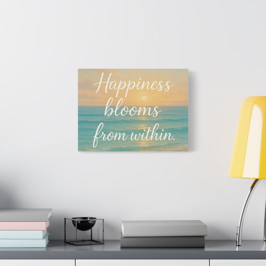 Canvas Wall Art — "Happiness Blooms From Within" Beach Sunset, Wall Art, Home Decor