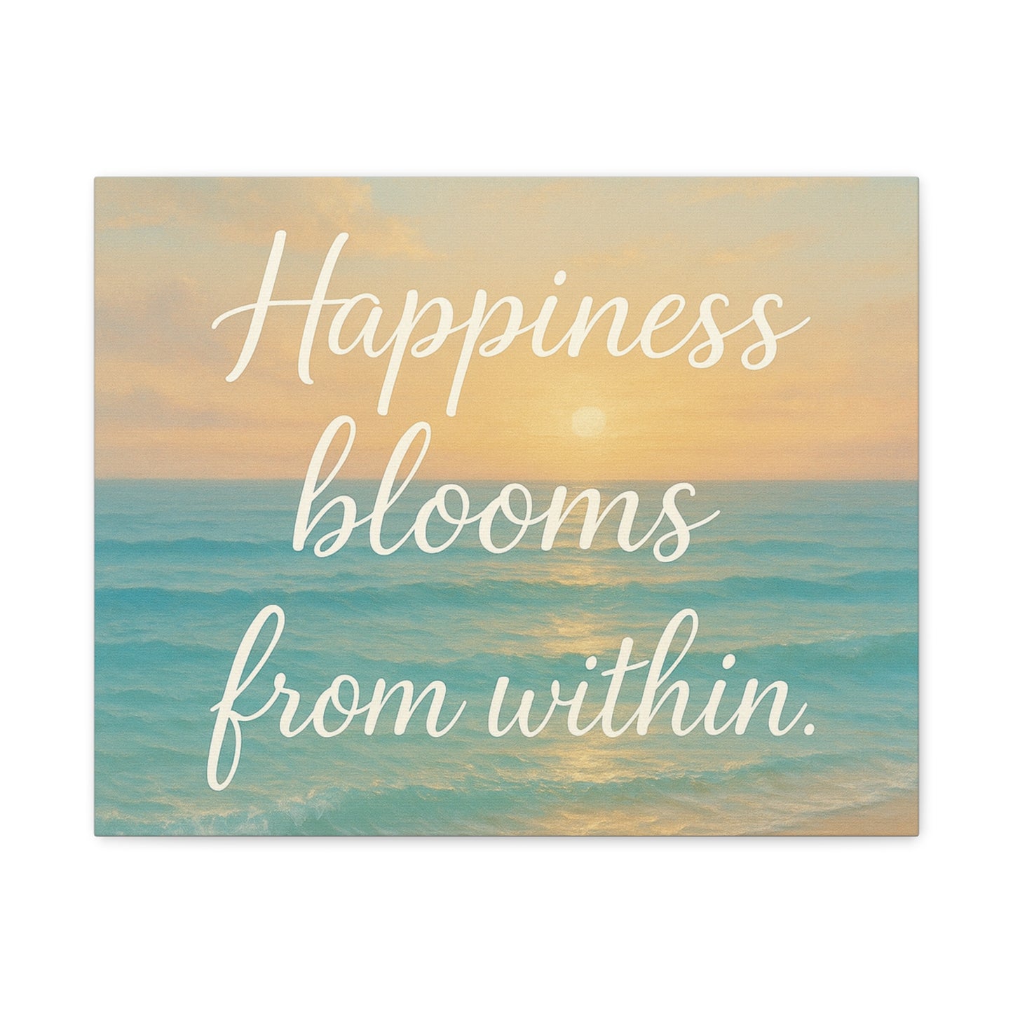 Canvas Wall Art — "Happiness Blooms From Within" Beach Sunset, Wall Art, Home Decor