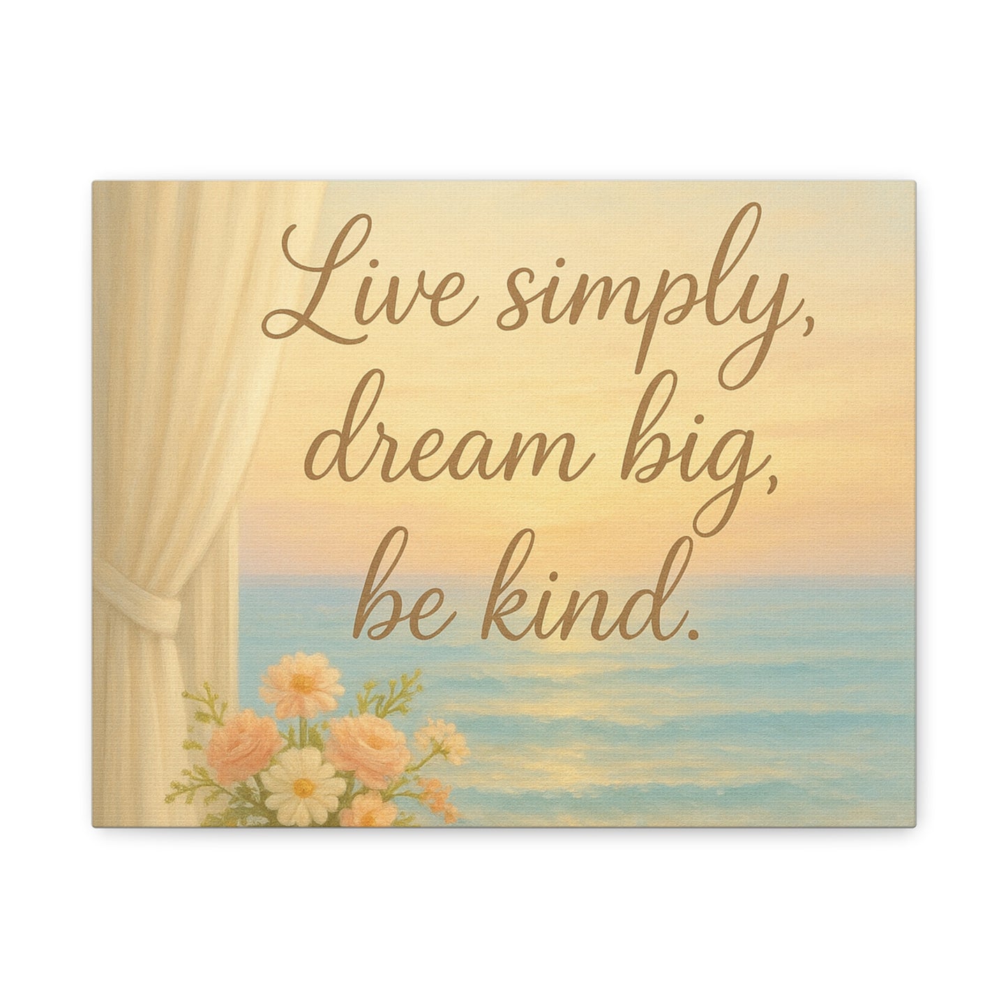 Wall Canvas, Live Simply Dream Big Be Kind Canvas Wall Art, Coastal Inspirational Quote, Home Decor, Wall Decor