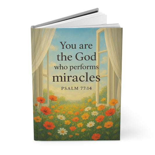 Hardcover Journal Matte with PSALM 77:14 Design - Inspirational Christian Notebook, Holiday Gift, Christian Hardcover Journal Matte, Religious Writing Diary Notebook, Faith Scripture