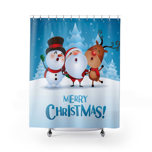 Christmas Snowman Shower Curtain, Christmas Decor,  Festive Holiday Home Decor, Winter Bathroom Accessories, Xmas Decorations, Seasonal Bath Curtain