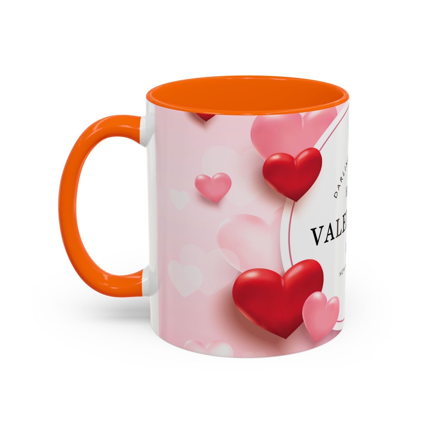 Valentine's Day Coffee Mug – "Happy Valentine's Day" Pink Heart Accent Mug (11/15 oz)
