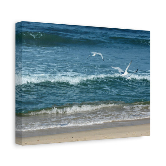 Wall Canva, Seagulls on Ocean Waves Matte Canvas Wall Art, Wall Decor, Coastal Decor