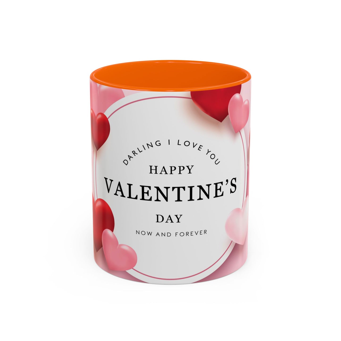 Valentine's Day Coffee Mug – "Happy Valentine's Day" Pink Heart Accent Mug (11/15 oz)