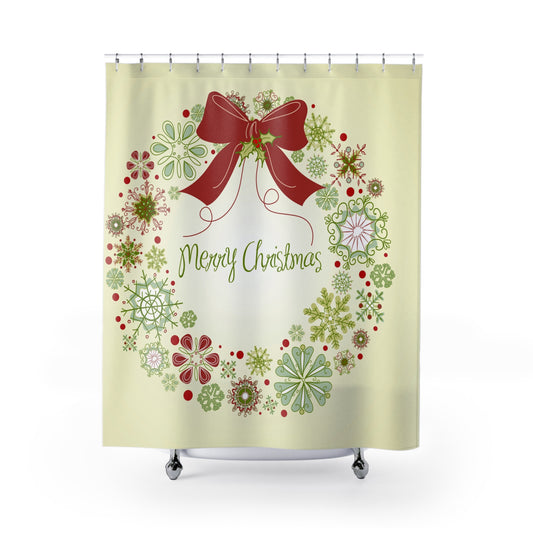 Festive Holiday Shower Curtains,  Festive Holiday Home Decor, Winter Bathroom Accessories, Xmas Decorations, Seasonal Bath Curtain