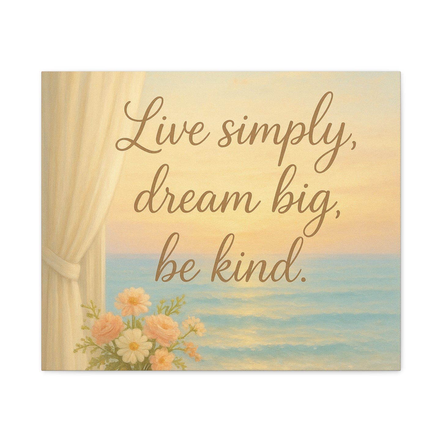 Wall Canvas, Live Simply Dream Big Be Kind Canvas Wall Art, Coastal Inspirational Quote, Home Decor, Wall Decor