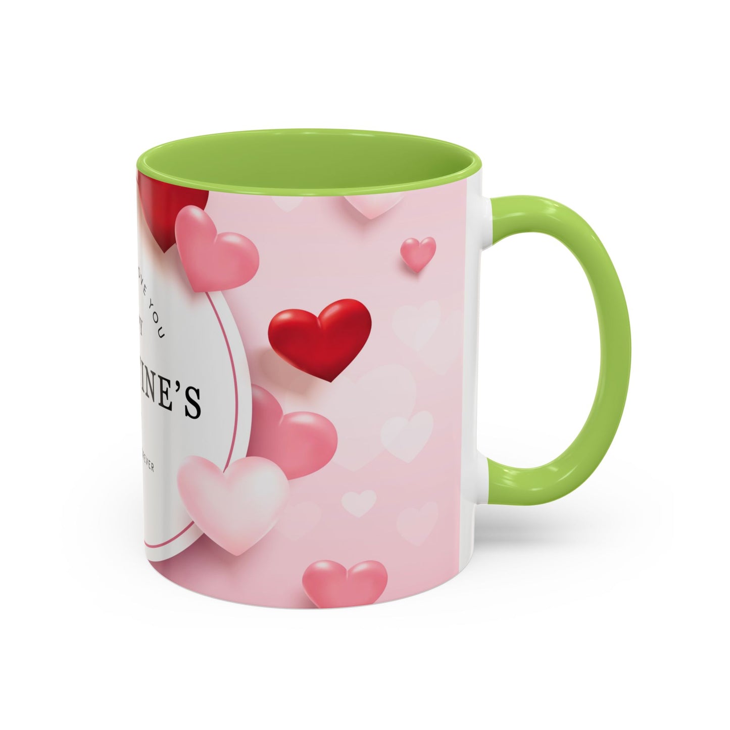 Valentine's Day Coffee Mug – "Happy Valentine's Day" Pink Heart Accent Mug (11/15 oz)