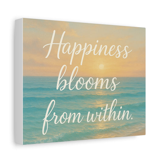 Canvas Wall Art — "Happiness Blooms From Within" Beach Sunset, Wall Art, Home Decor