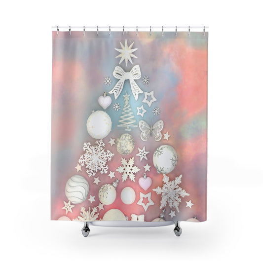 Christmas Tree Shower Curtains - Festive Bathroom Decor, Holiday Home Accessories, Winter Theme Bath Curtain, Seasonal Xmas Decor, Green