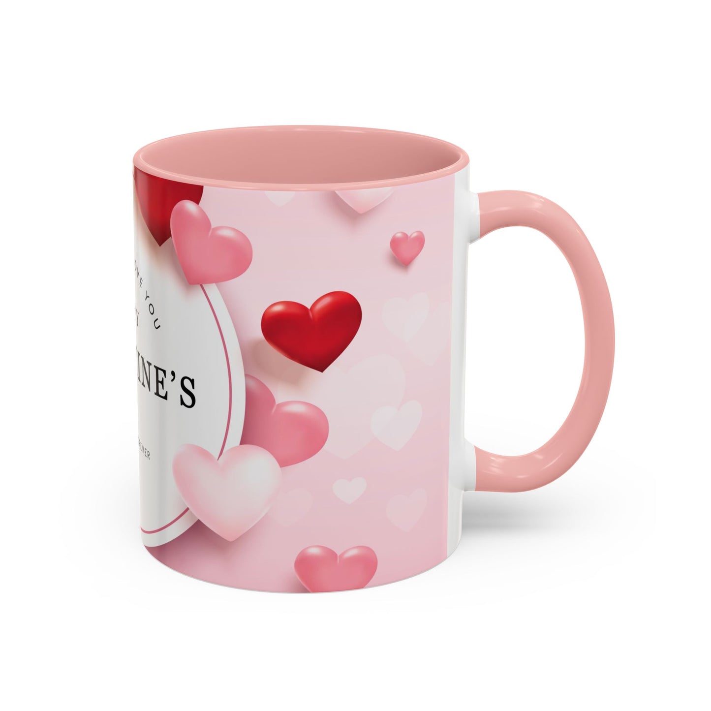 Valentine's Day Coffee Mug – "Happy Valentine's Day" Pink Heart Accent Mug (11/15 oz)