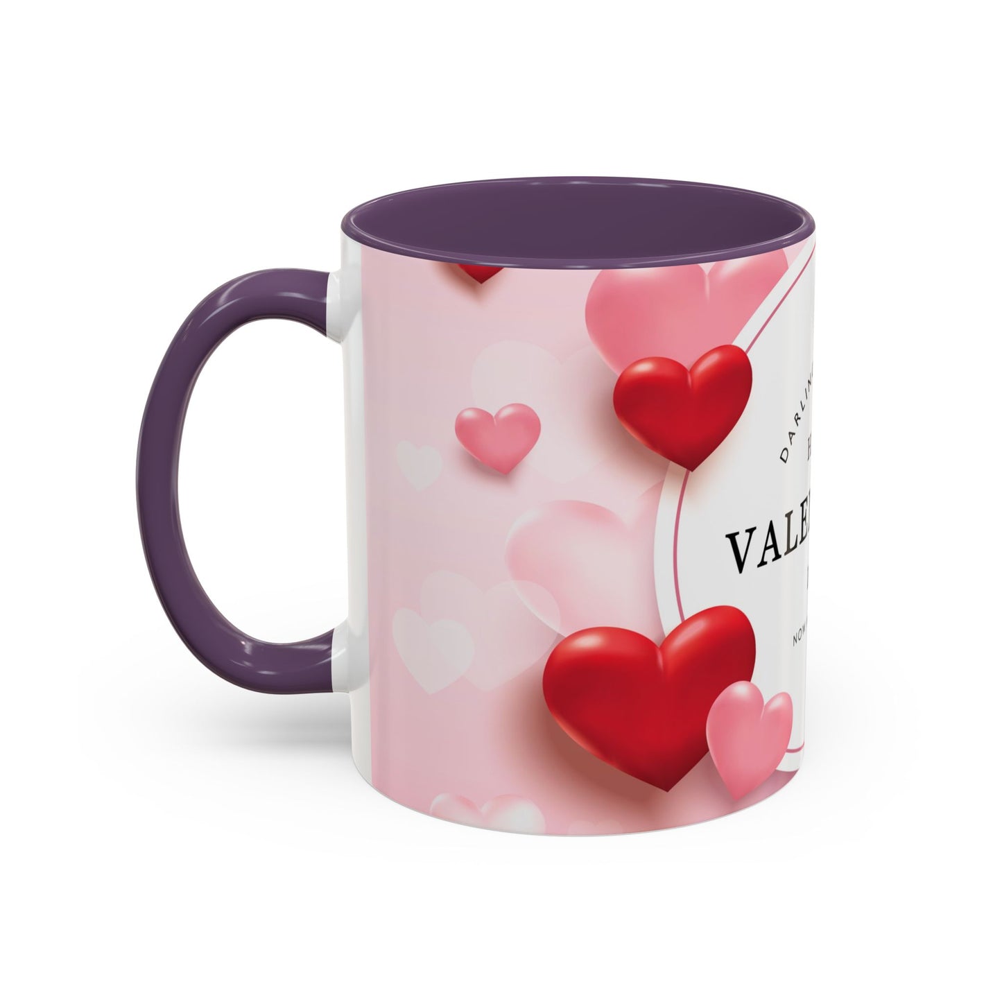 Valentine's Day Coffee Mug – "Happy Valentine's Day" Pink Heart Accent Mug (11/15 oz)