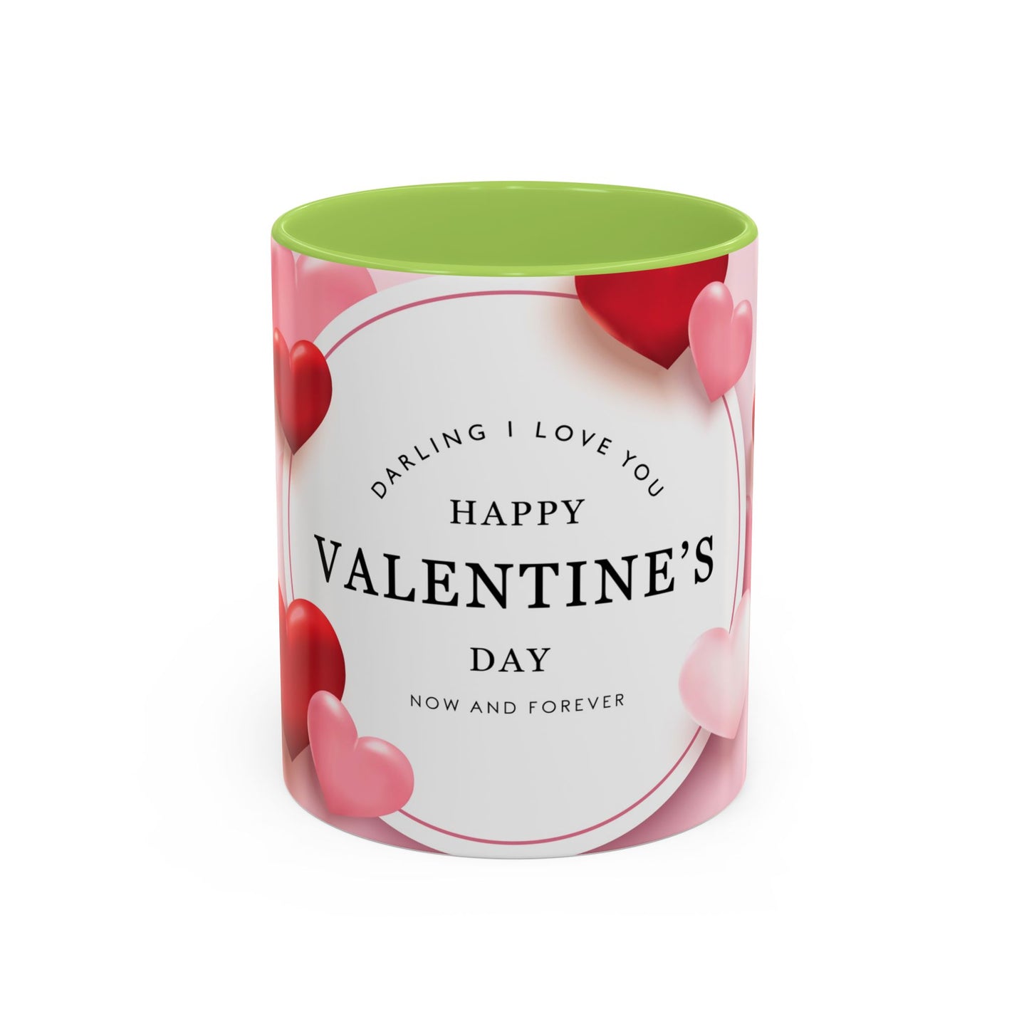 Valentine's Day Coffee Mug – "Happy Valentine's Day" Pink Heart Accent Mug (11/15 oz)