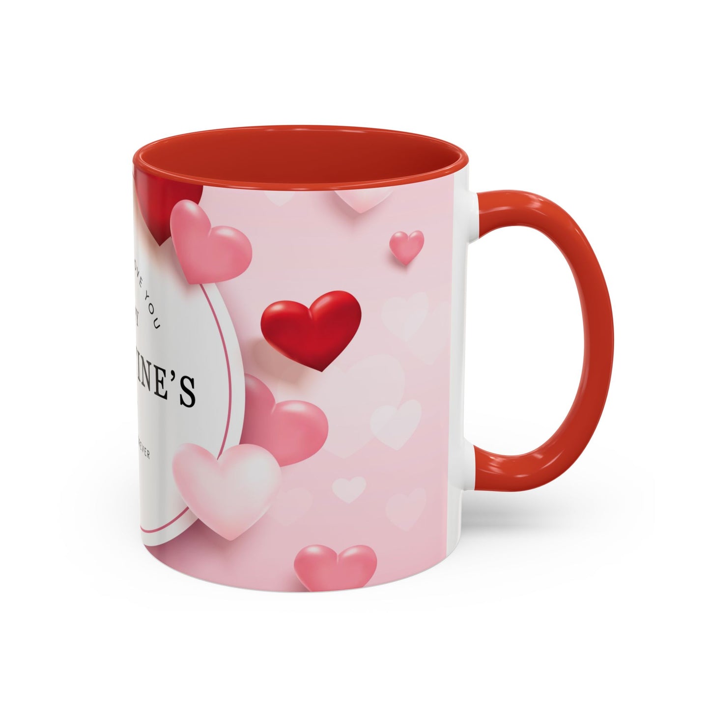 Valentine's Day Coffee Mug – "Happy Valentine's Day" Pink Heart Accent Mug (11/15 oz)