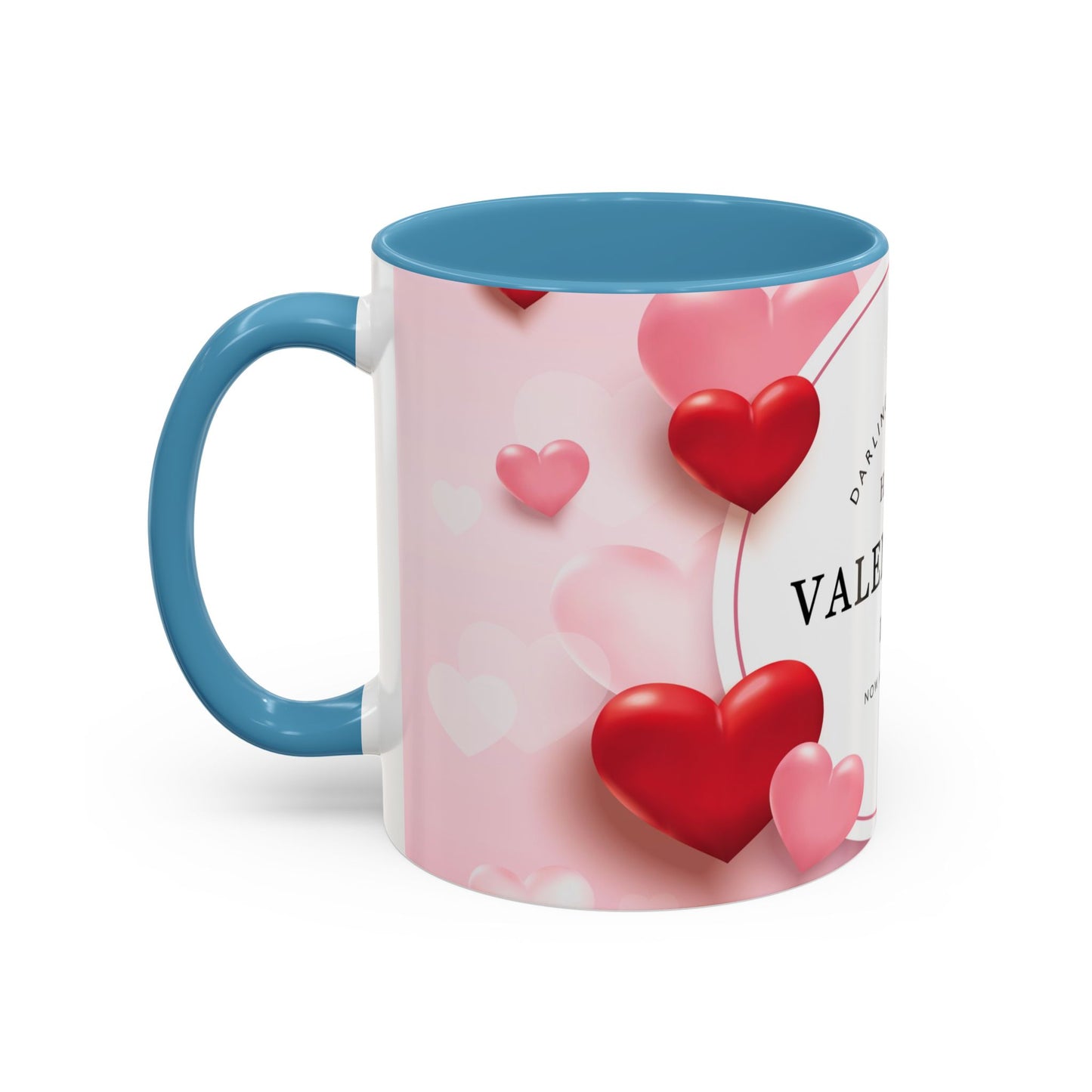 Valentine's Day Coffee Mug – "Happy Valentine's Day" Pink Heart Accent Mug (11/15 oz)