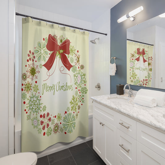 Festive Holiday Shower Curtains,  Festive Holiday Home Decor, Winter Bathroom Accessories, Xmas Decorations, Seasonal Bath Curtain