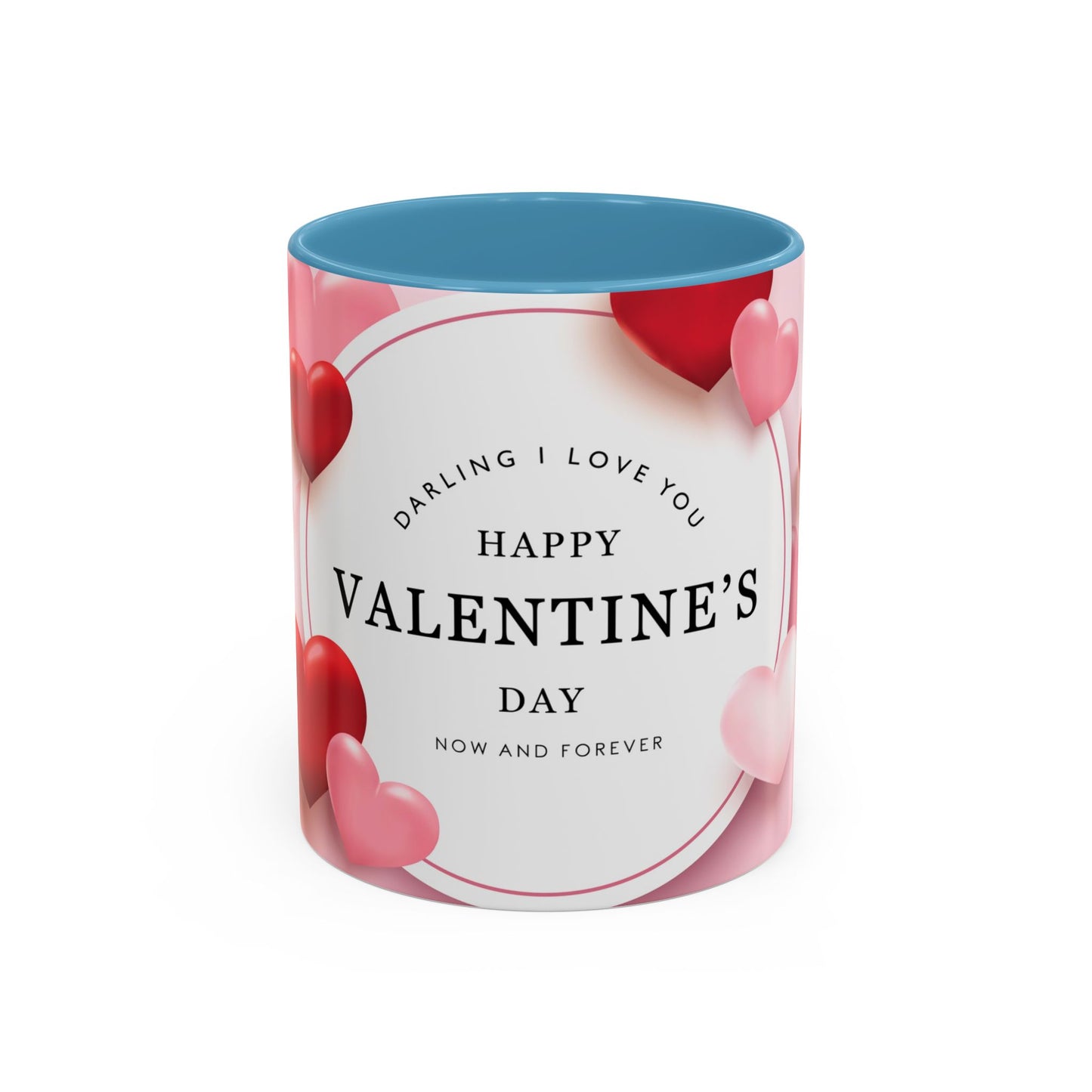Valentine's Day Coffee Mug – "Happy Valentine's Day" Pink Heart Accent Mug (11/15 oz)