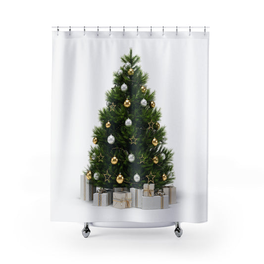 Christmas Tree Shower Curtains, Festive Holiday Home Decor, Winter Bathroom Accessories, Xmas Decorations, Seasonal Bath Curtain