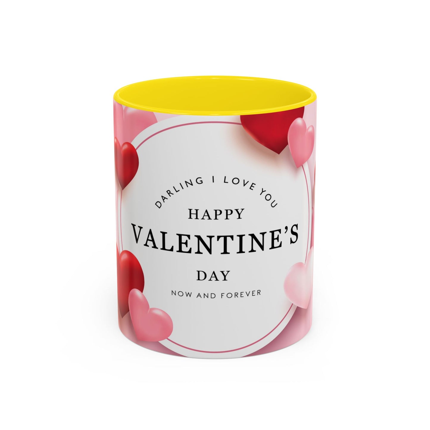 Valentine's Day Coffee Mug – "Happy Valentine's Day" Pink Heart Accent Mug (11/15 oz)