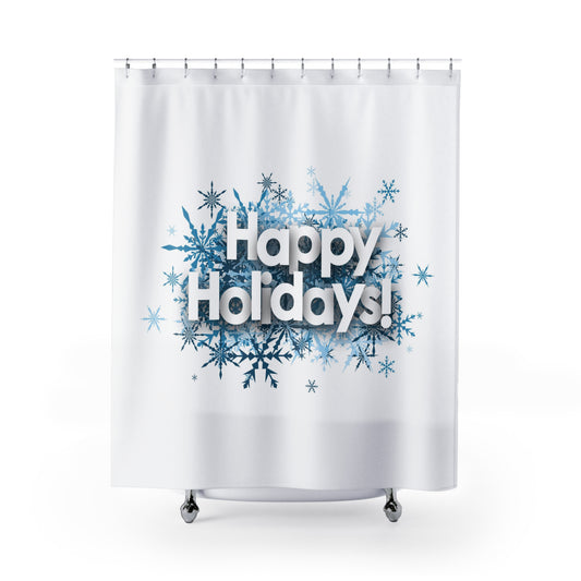 Happy Holidays Shower Curtains, Festive Holiday Home Decor, Winter Bathroom Accessories, Xmas Decorations, Seasonal Bath Curtain