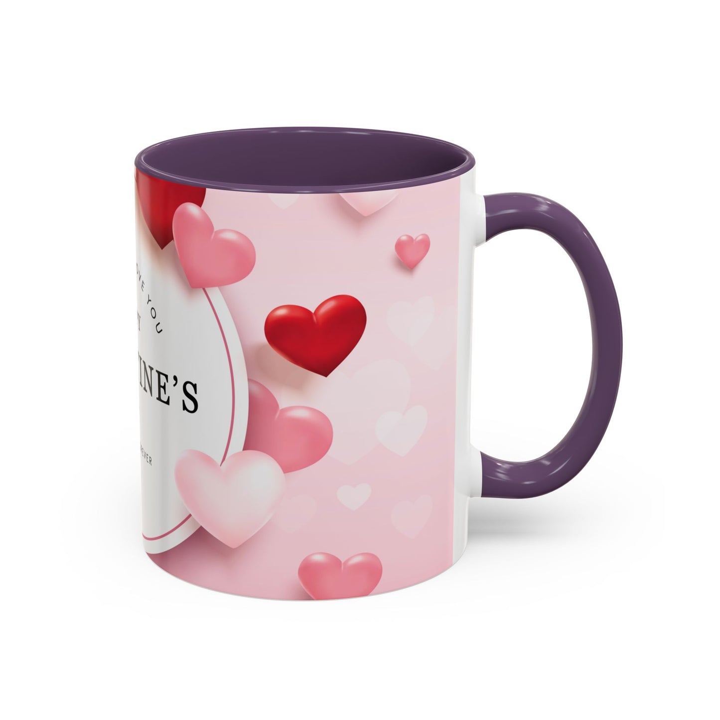 Valentine's Day Coffee Mug – "Happy Valentine's Day" Pink Heart Accent Mug (11/15 oz)