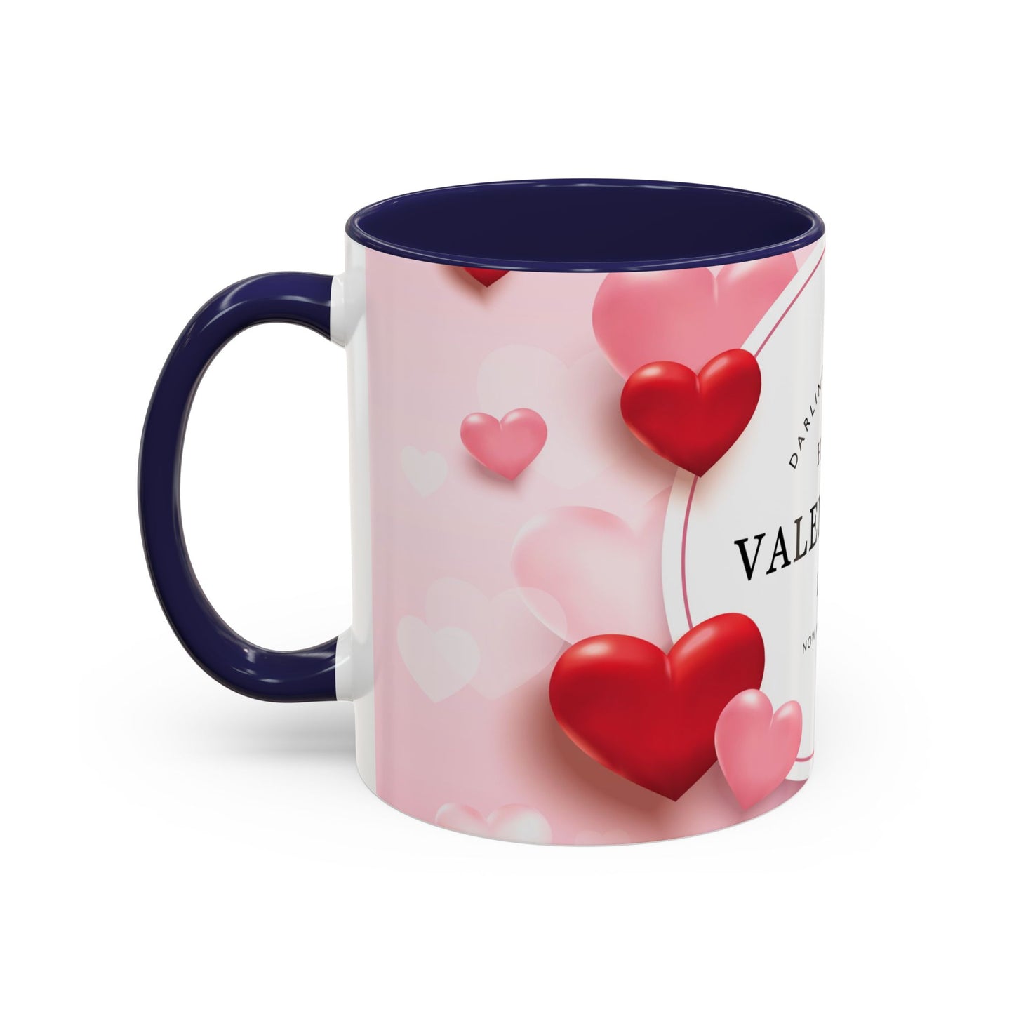 Valentine's Day Coffee Mug – "Happy Valentine's Day" Pink Heart Accent Mug (11/15 oz)