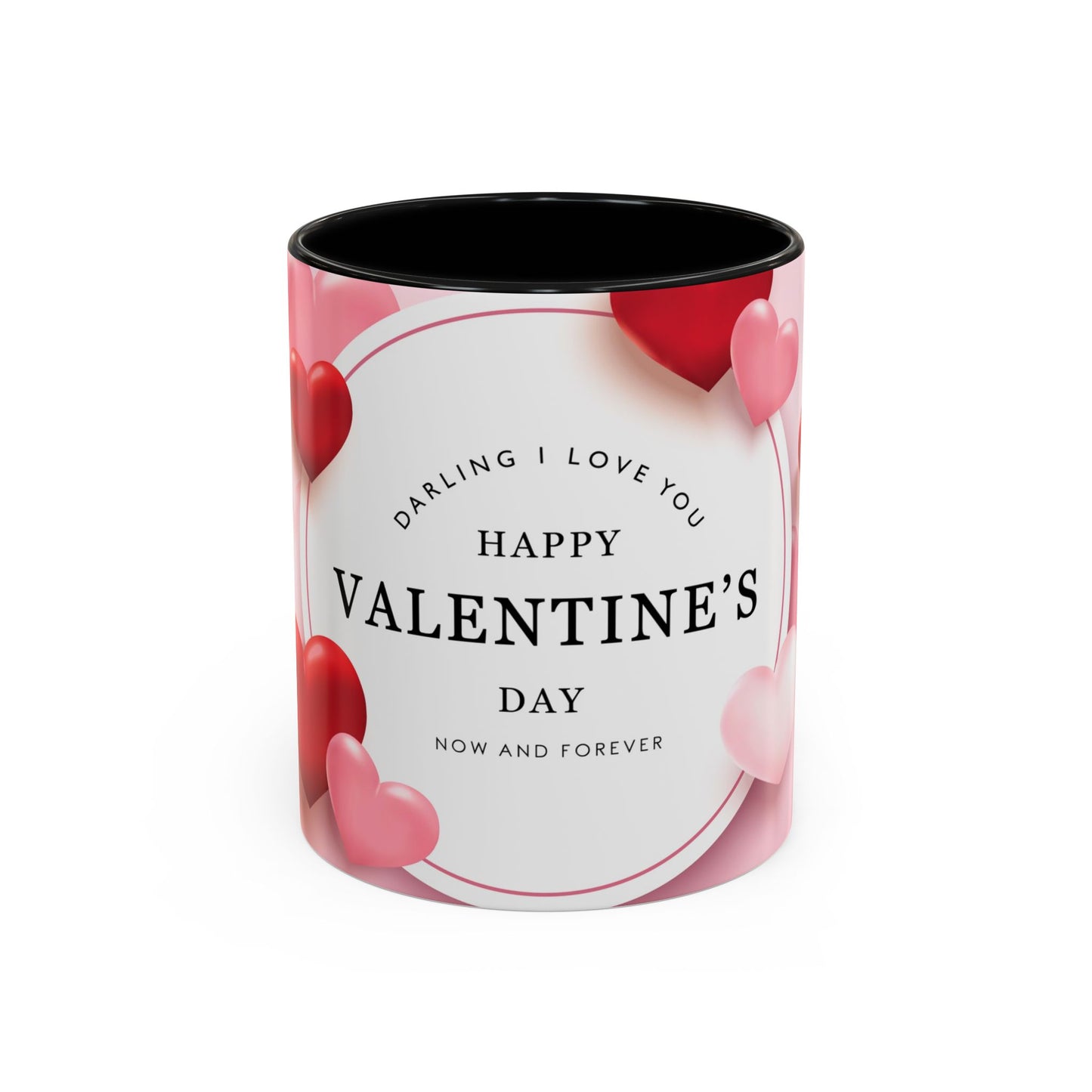 Valentine's Day Coffee Mug – "Happy Valentine's Day" Pink Heart Accent Mug (11/15 oz)