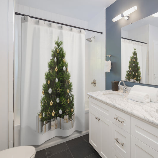 Christmas Tree Shower Curtains, Festive Holiday Home Decor, Winter Bathroom Accessories, Xmas Decorations, Seasonal Bath Curtain