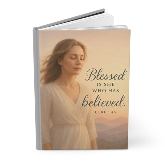 Luke 1:45 Woman's Journal, Christian Hardcover Matte Notebook, Scripture Diary, Religious Gift, Bible Verse Planner