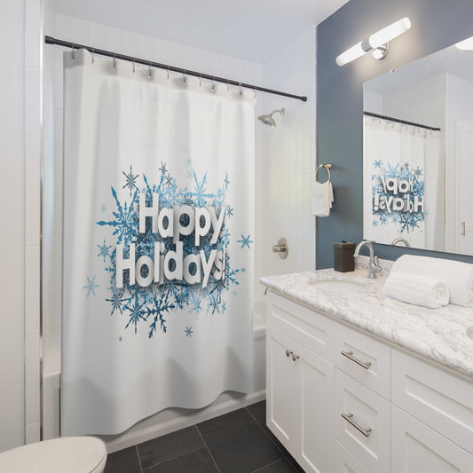 Happy Holidays Shower Curtains, Festive Holiday Home Decor, Winter Bathroom Accessories, Xmas Decorations, Seasonal Bath Curtain