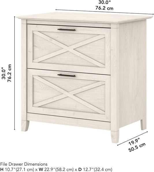 Bush Furniture Key West 2 Drawer Lateral File Cabinet in Linen White